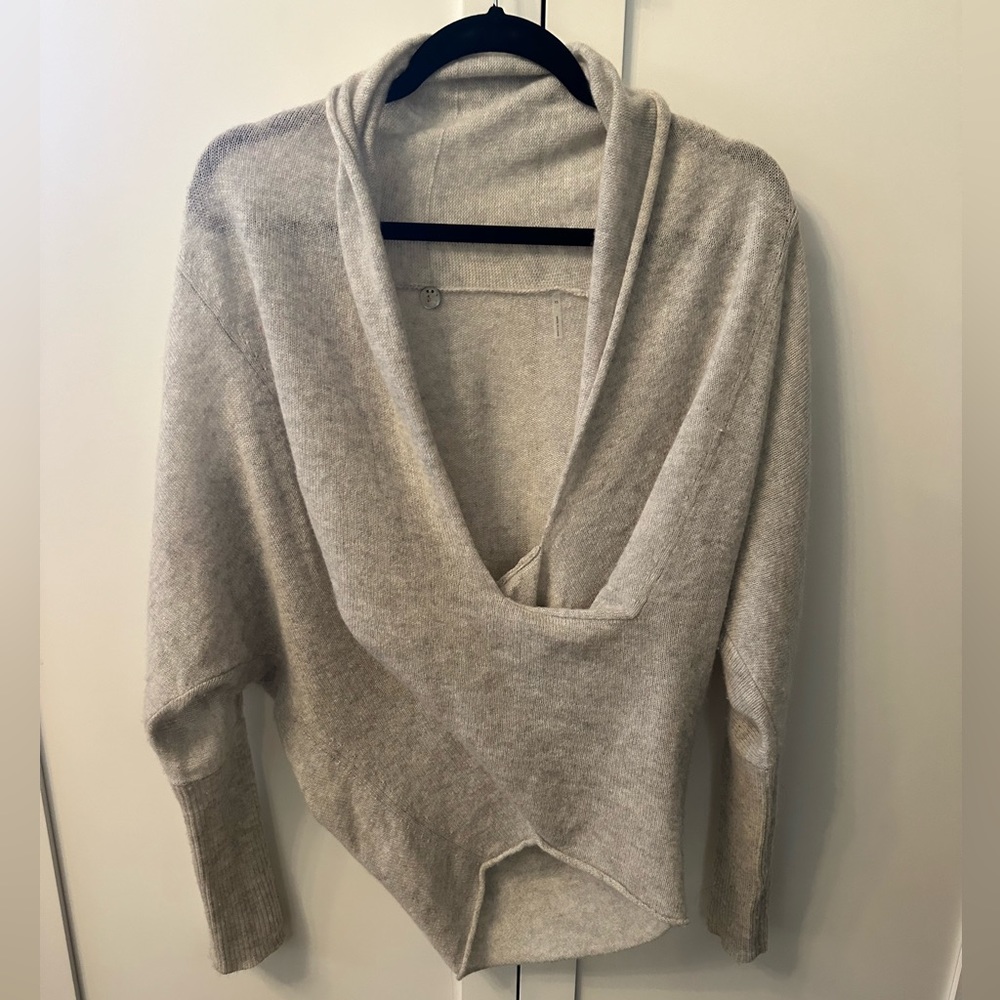 margaret o'leary cashmere Cross Body Pullover Sweater XS Oatmeal Beige Grey